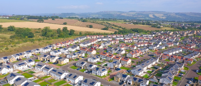 Aerial photo of housing in Scotland