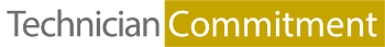 Logo for the Technician Commitment, which has the words Technician Commitment on a coloured background