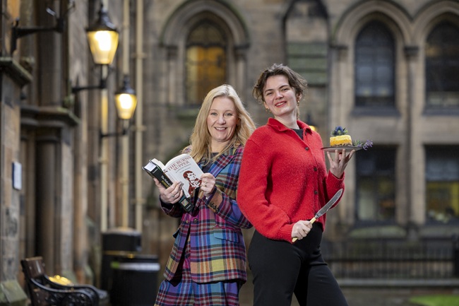 Left to Right Professor Pauline Mackay and Dr Cleo O'Callaghan Yeoman. Credit Martin Shields Professor Pauline Mackay and Dr Cleo O'Callaghan Yeoman launching The Burns Supper at 225 Research Project at UofG
