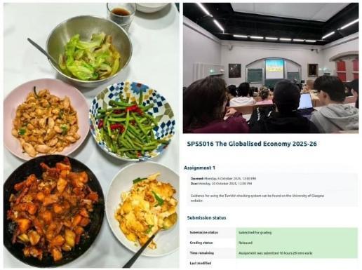Collage of Pictures of Life in Glasgow: Food, Classes and System