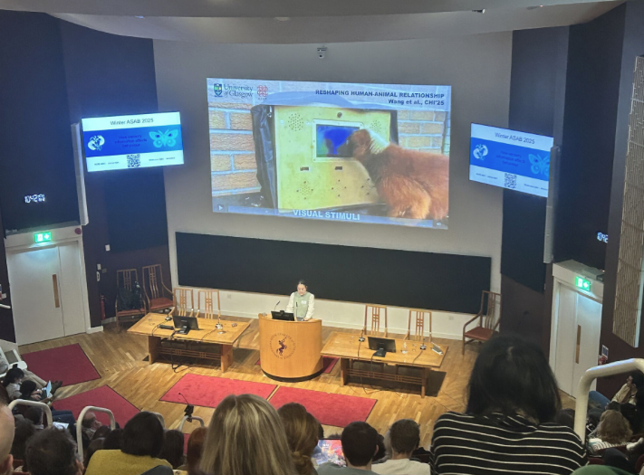 A person presenting at a conference.