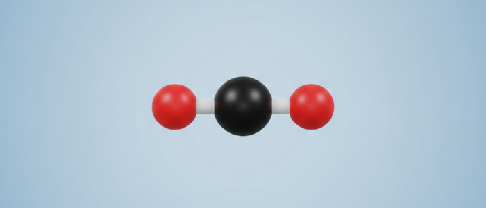 A co2 molecule on a pale blue background