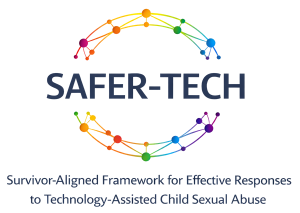 SAFER-TECH logo with text Survivor Aligned Framework for Effective Responses to Technology Assisted Child Sexual Abuse