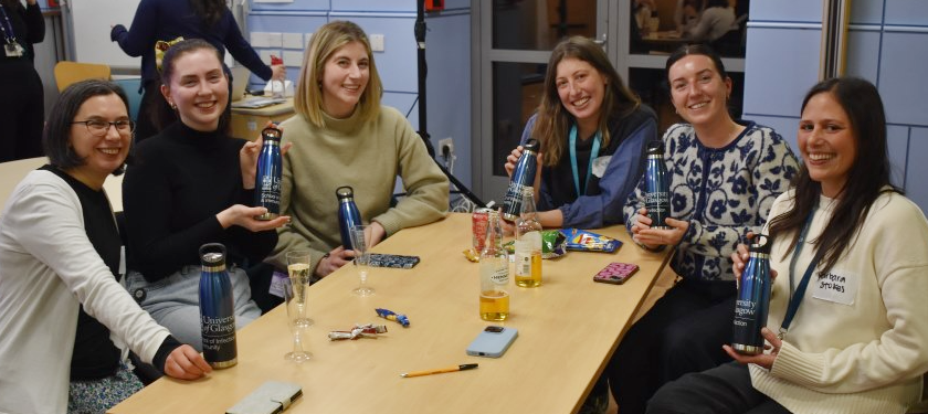 The winning team from Table 2: Ruby White, Clíodhna Daly, Anna Heawood, Megan MacLeod, Barbara Stokes and Carla Johnson sat together with their Sii-branded water bottles