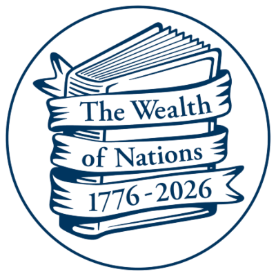 Wealth of Nations 250 anniversary badge in blue and white