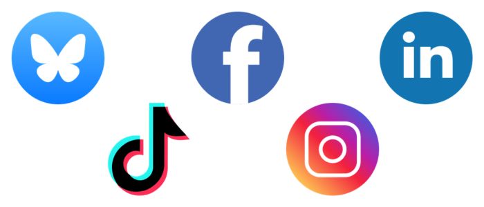 The logos for social media channels