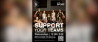 A poster promoting the Support Your Teams initiative, with a lineup of various athletes posing for the camera