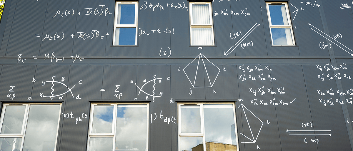 University of Glasgow Mathematics Building decorated with equations