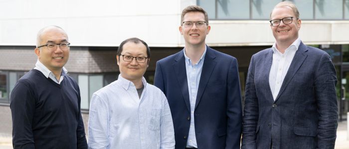 TileBio spin-out launch, with four founders in shot