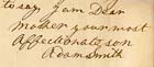 Signature from letter from Adam Smith to his mother (MS Gen 1035/127)
