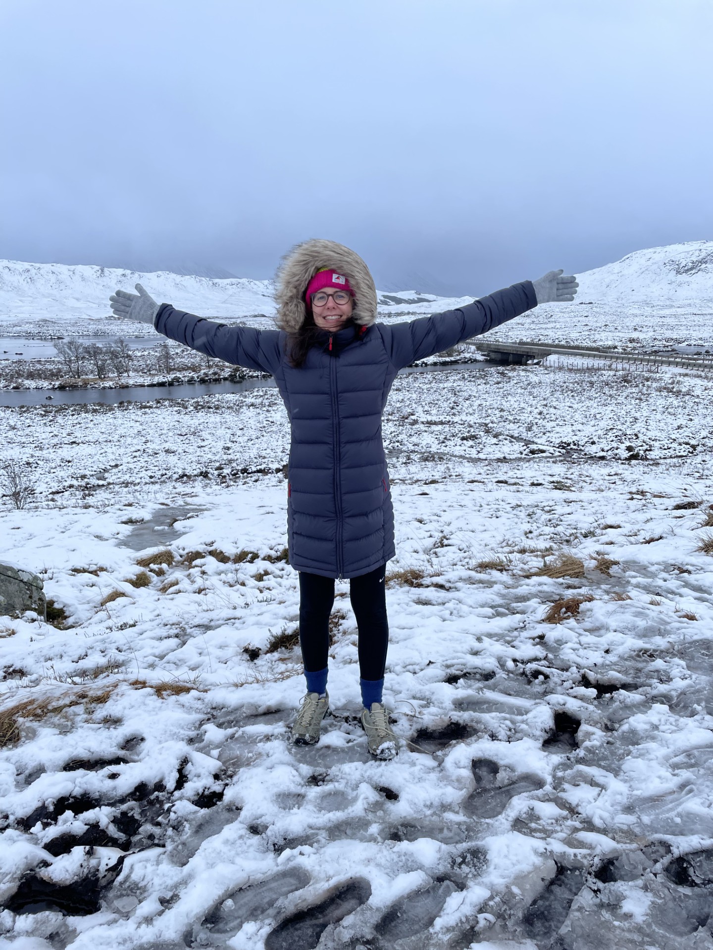 A person standing in the snow