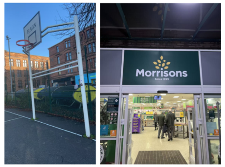 Basketball court and Morrison supermarket near the apartment