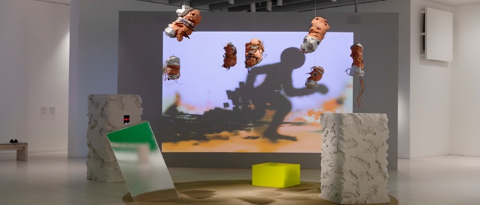 Installation view from AI and the Paradox of Agency, 2026–2027, Artwork by Linda Dounia Rebeiz © Courtesy of the artists and Bildmuseet