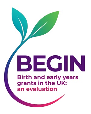 A green leaf grows around BEGIN - Birth and early years grants in the UK an evaluation