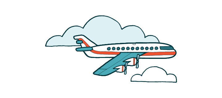 Cartoon image of planet Earth being orbited by satellites