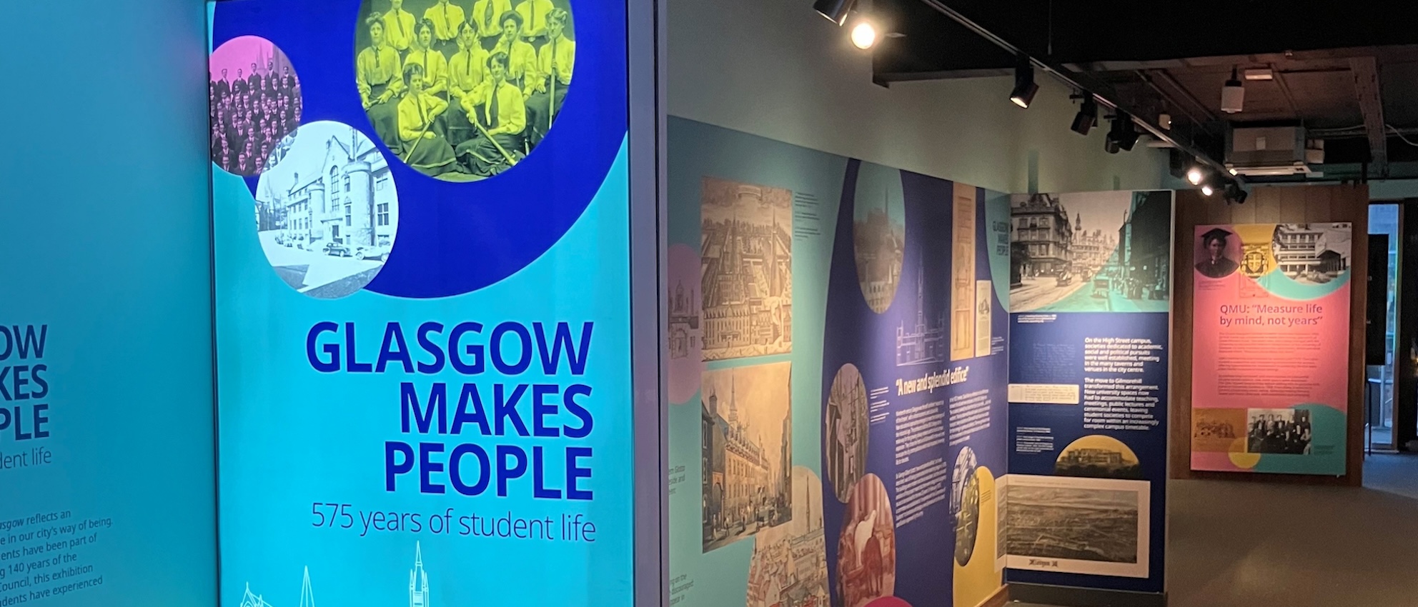 A view into the Glasgow Makes People exhibition from the entrance.