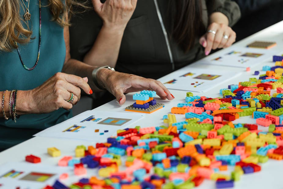 lego bricks and female hand