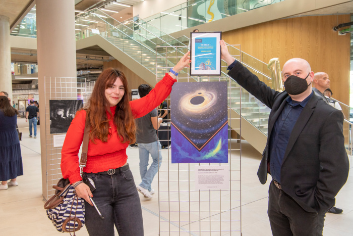 An artwork is showcased in the ARC as part of the Research Firsts Exhibition