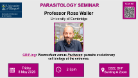 Flyer for Parasitology seminar, Professor Ross Waller, of which the date, time, location and title are included in the accompanying text