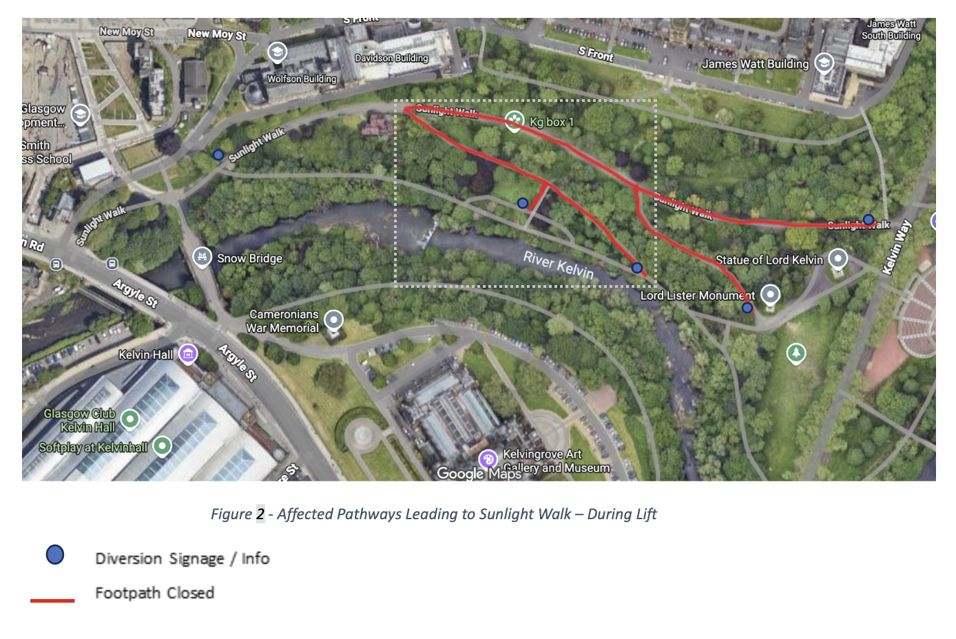 Figure 2 - Affected Pathways Leading to Sunlight Walk – During Lift