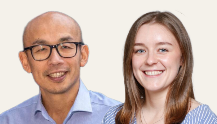 Composite image of two headshots: Professor Gwo-tzer Ho on the left and Molly Halligan on the right, both smiling against a plain background.