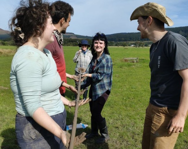 UofG students Rachel Mconald, Luca McCall, Ethan Power with Prof Emma Jenkins (Bournemouth)on Auger survey floodplain. Credit Nicki Whitehouse UofG students Rachel Mconald, Luca McCall, Ethan Power with Prof Emma Jenkins (Bournemouth)on Auger survey floodplain. Credit Nicki Whitehouse