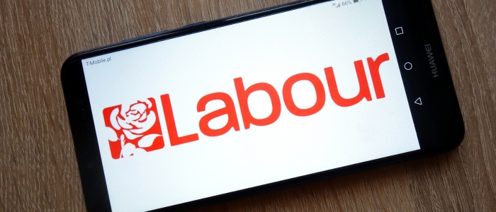Labour Party logo displayed on smartphone