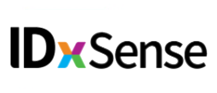 IDX Sense” logo on a light background, with “IDX” in black where the “X” is multicolored in blue, yellow, and pink, followed by the word “Sense