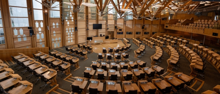 Interior of the Scottish Parliament Building in Edinburgh