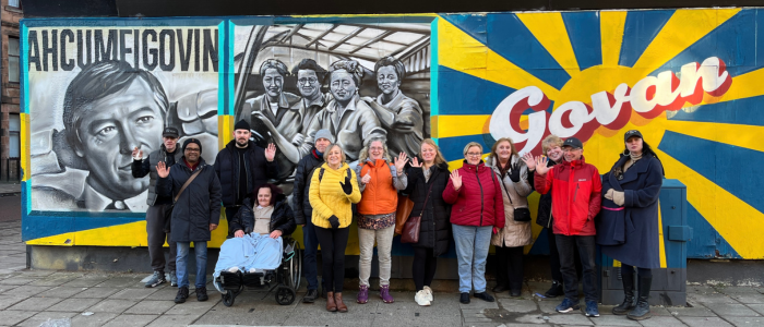 Image of participants and volunteers with the Invisible Cities social enterprise that is working in Govan and has successfully accessed GRID Civic Funding
