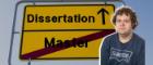 Dissertation banner with student