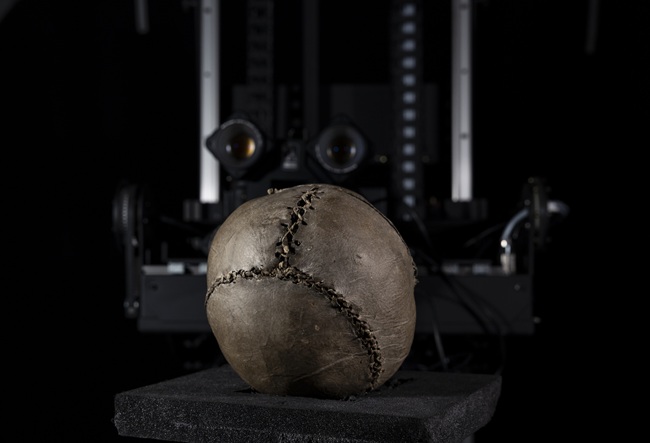 The world's oldest football being scanned to bring it into the metaverse. Credit Martin Shields The world's oldest football being scanned to bring it into the metaverse