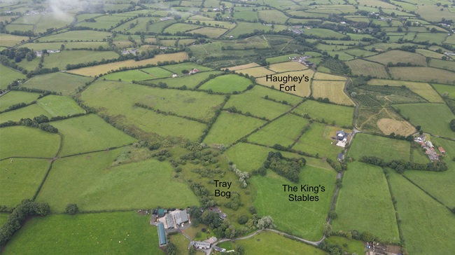 An aerial of Bronze Age settlement of Haughey's Fort