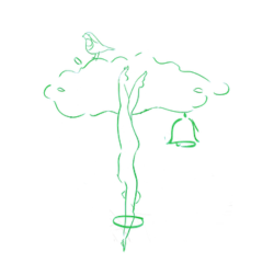 Green outlined artwork on a white background