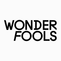 Wonder Fools logo in black on white background