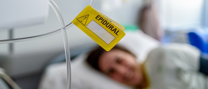yellow epidural label with danger symbol