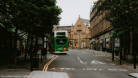 A street with a bus in Dundee, Scotland