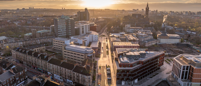 Drone image of University Avenue - Photo credit: Hawk Aye - www.hawkaye.com