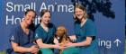 Ana Rostaher with two student vets and Amber the dog