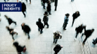 People in a city, text reads Policy Insights