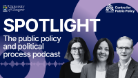 Spotlight, the public policy and political process podcast, with photos of hosts Nicola McEwen, Kezia Dugdale, Graeme Roy