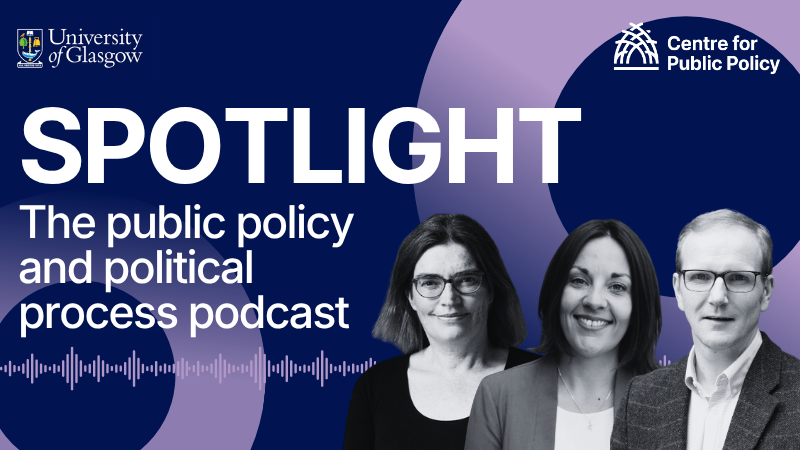 Spotlight, the public policy and political process podcast, with photos of hosts Nicola McEwen, Kezia Dugdale, Graeme Roy