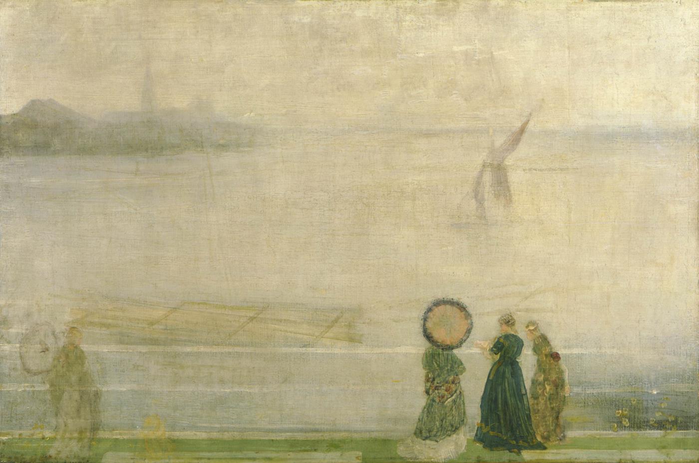 A Whistler painting of Battersea Reach from Lindsey Houses, c. 1864–71 Oil on canvas