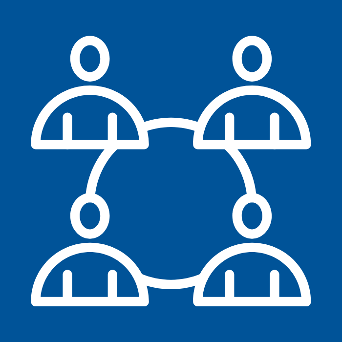 4 people in a networking circle