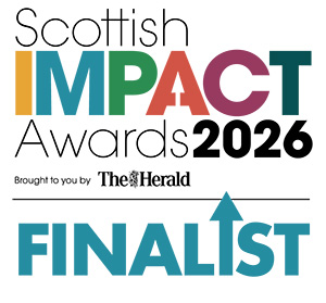 Scottish Impact Awards 2026 logo with coloured text over a white background