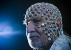 Volunteer wearing EEG net