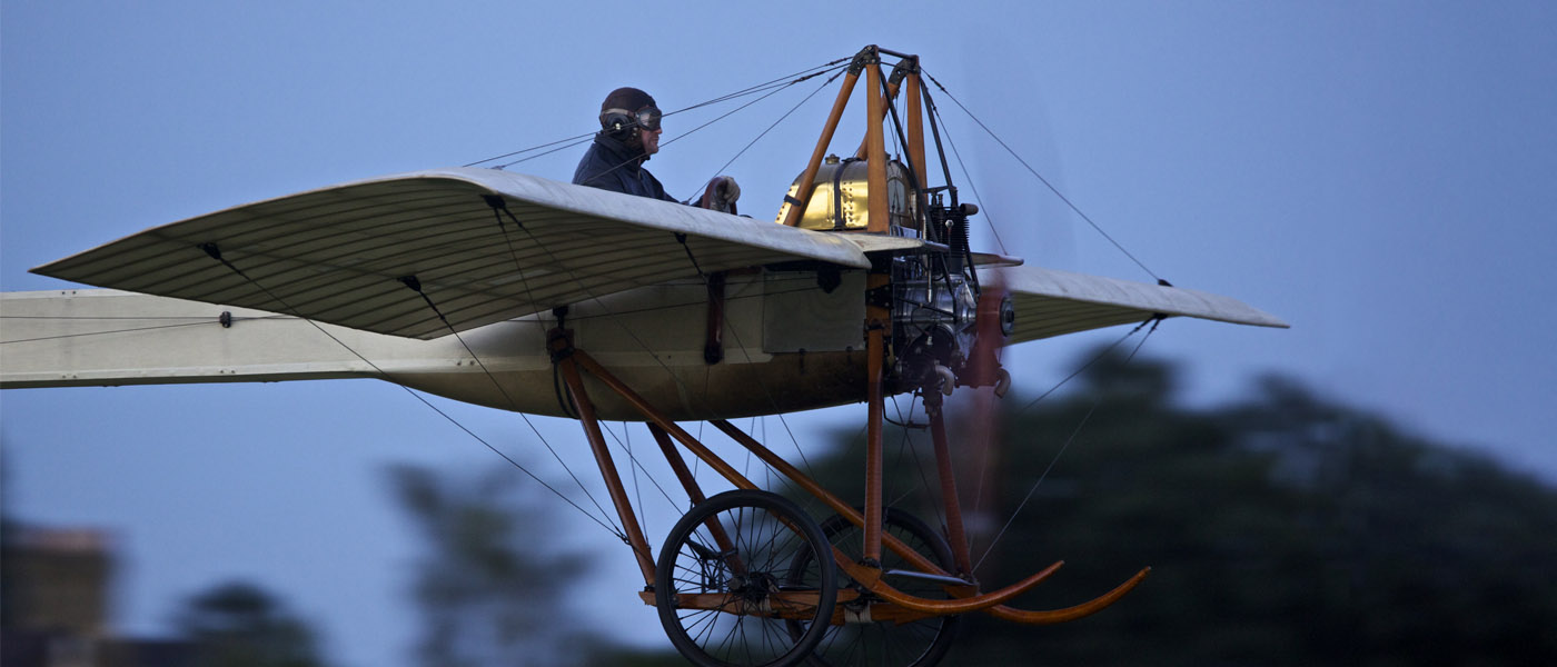 Dave in control of a 1910 Deperdussin monoplane, the second-oldest original flying aircraft in the world. Dave was a historic aircraft display pilot for 22 years.