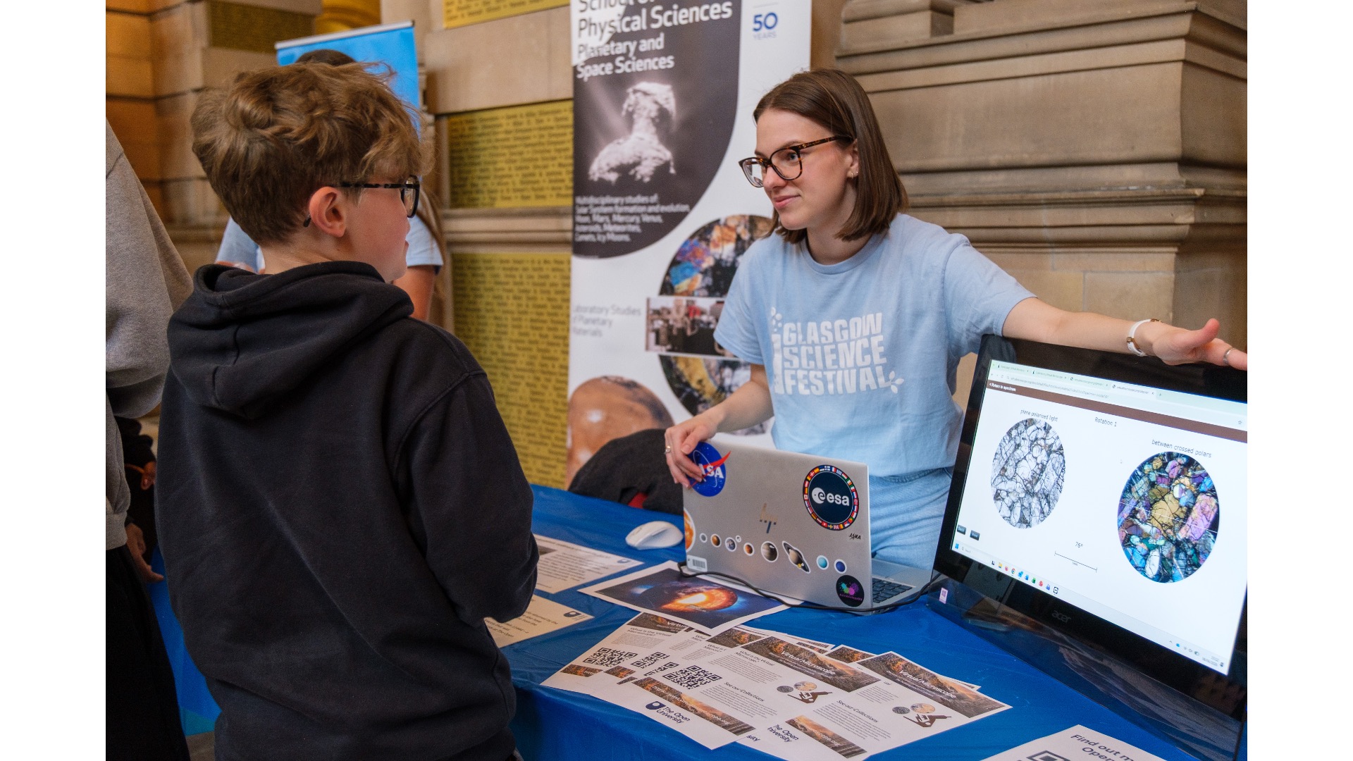 Photograph of a GSF volunteer at the Kelvingrove museum event.
