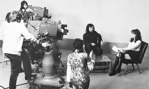 The Second Editor of GUST, Chic Boyd, interviewing the Third Editor, Irene Mallis, around 1972.