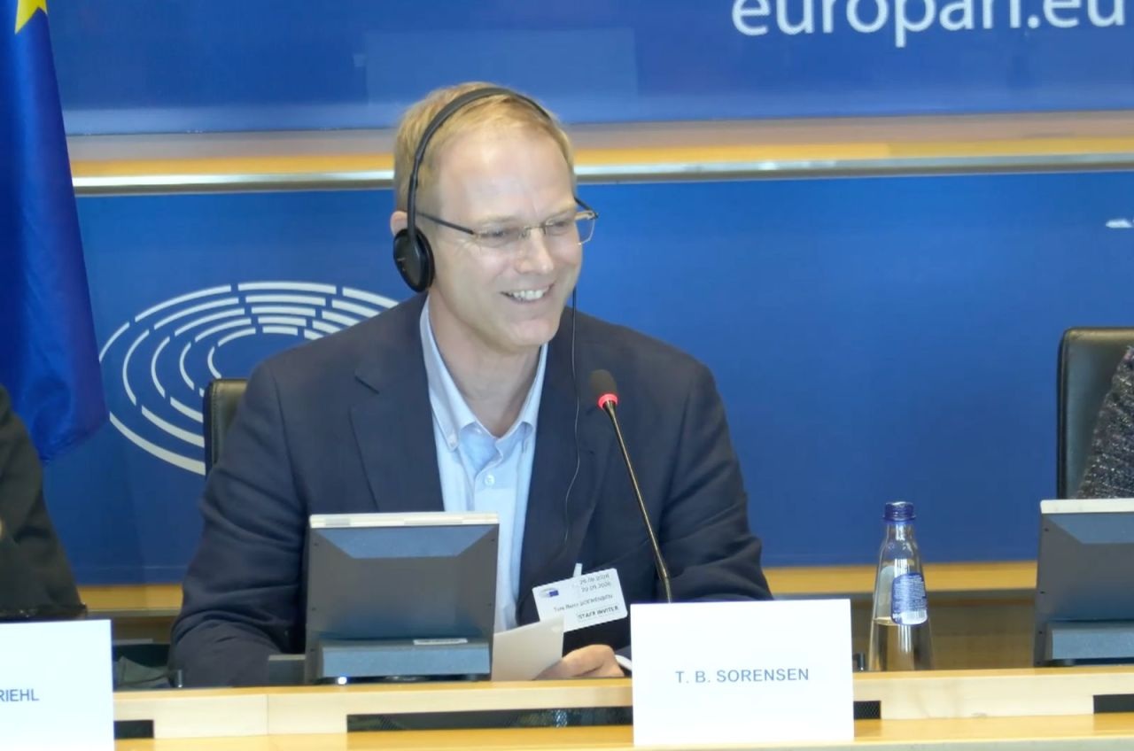 Dr Tore Bernt Sorensen addressing the European Parliament’s Culture and Education Committee